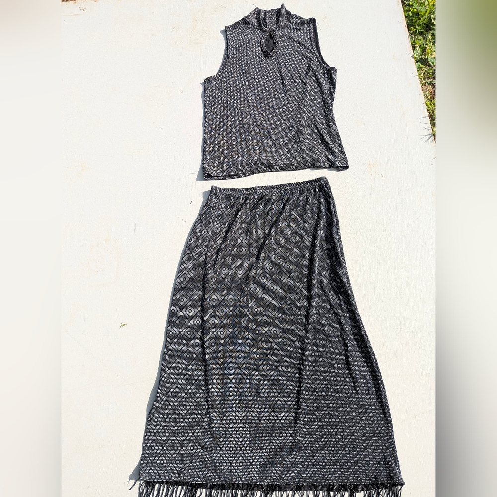 Gray Maxi Skirt Set for Casual Work